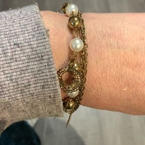 Beautiful layered bracelet, jewelry, faux pearl, 7”, as shown in photos